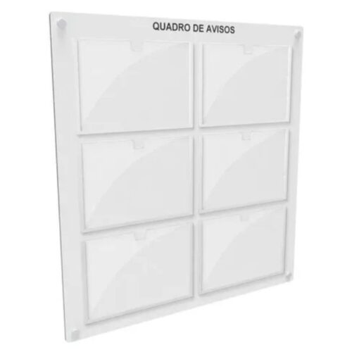 Quadro de avisos 6 A4 em acrílico Horizontal